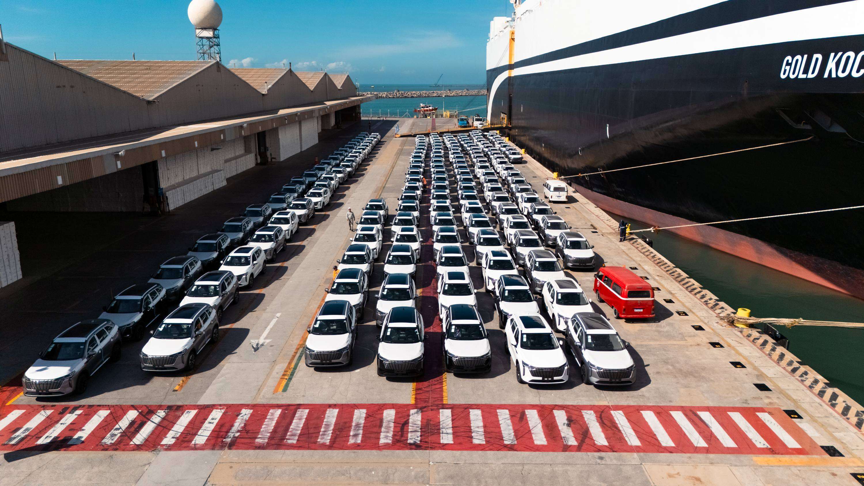 Portocel desembarca 4.300 veículos da GWM e já chega a 50 mil carros movimentados em 2026